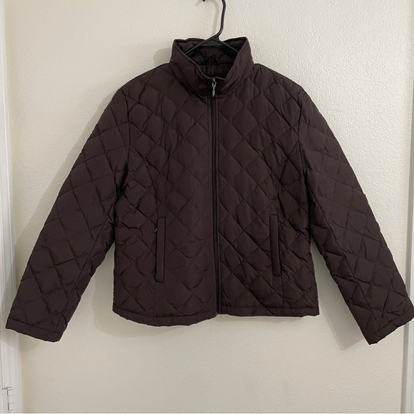 KENNETH COLE REACTION Chocolate Brown Quilted Boxy Cut Collared Down Feather XL‎ - Picture 1 of 8